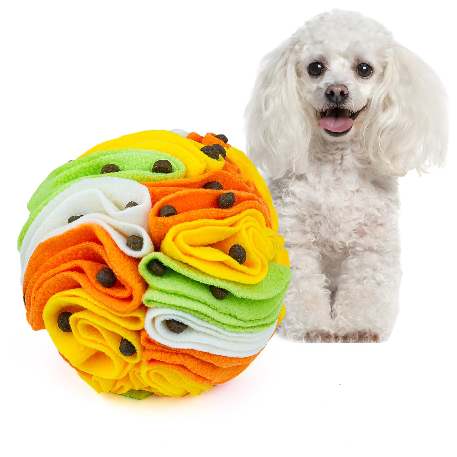Larimuer Pet Snuffle Ball - Puzzle Sniffing Interactive Dog Toys For Blind Dogs Training, Stress Relief & Enrichment (15Cm, Trop