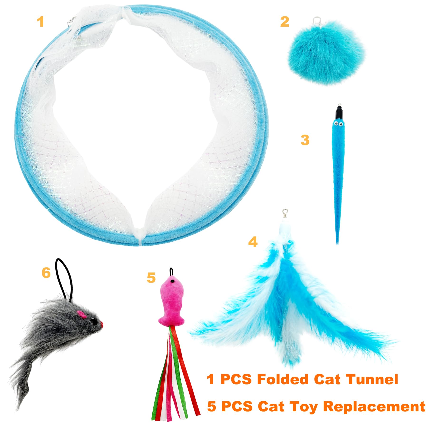 Self Play Cat Hunting Spiral Tunnel Toy, Folded Cat Spring Tunnel Toys for Indoor Cats (Blue)
