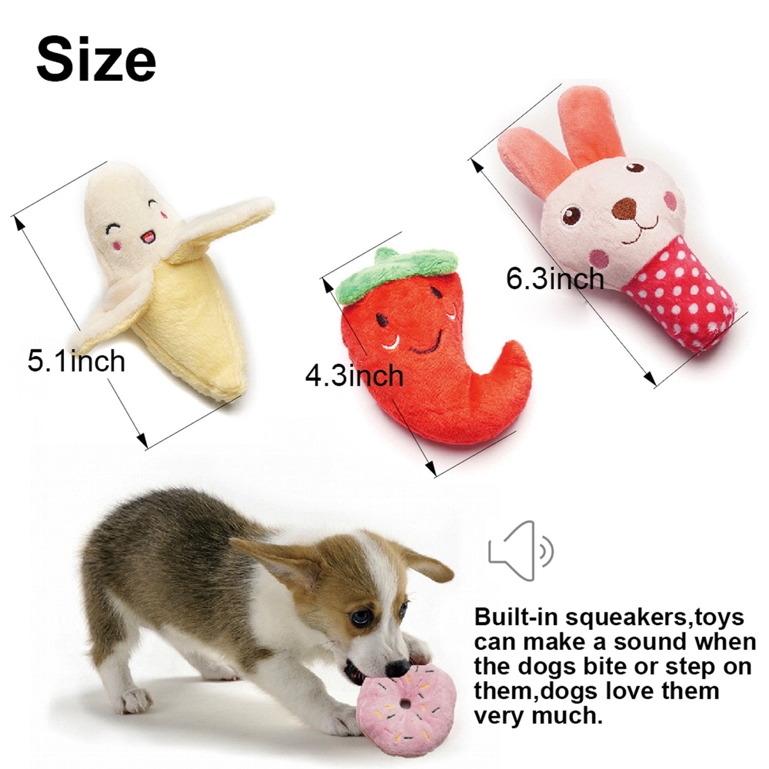 Szkokuho 9 Pack Small Dogs Puppy Squeaky Dog Toys,Cute Variety Colors Designs To Bite Anytime, For Small Dogs