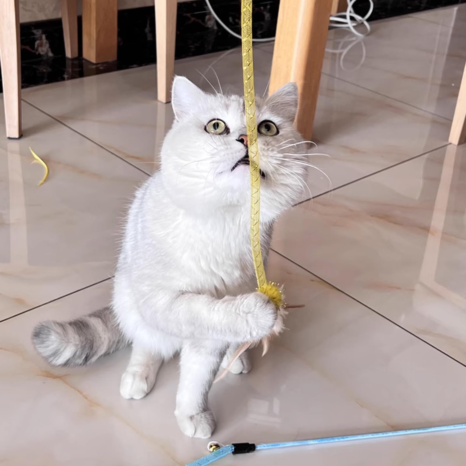 Iuhkbh Cat Wands, 3 Pcs Soft Line Tube Teaser Wands Colorful Feather Wands With Bell Interactive Cat Toys