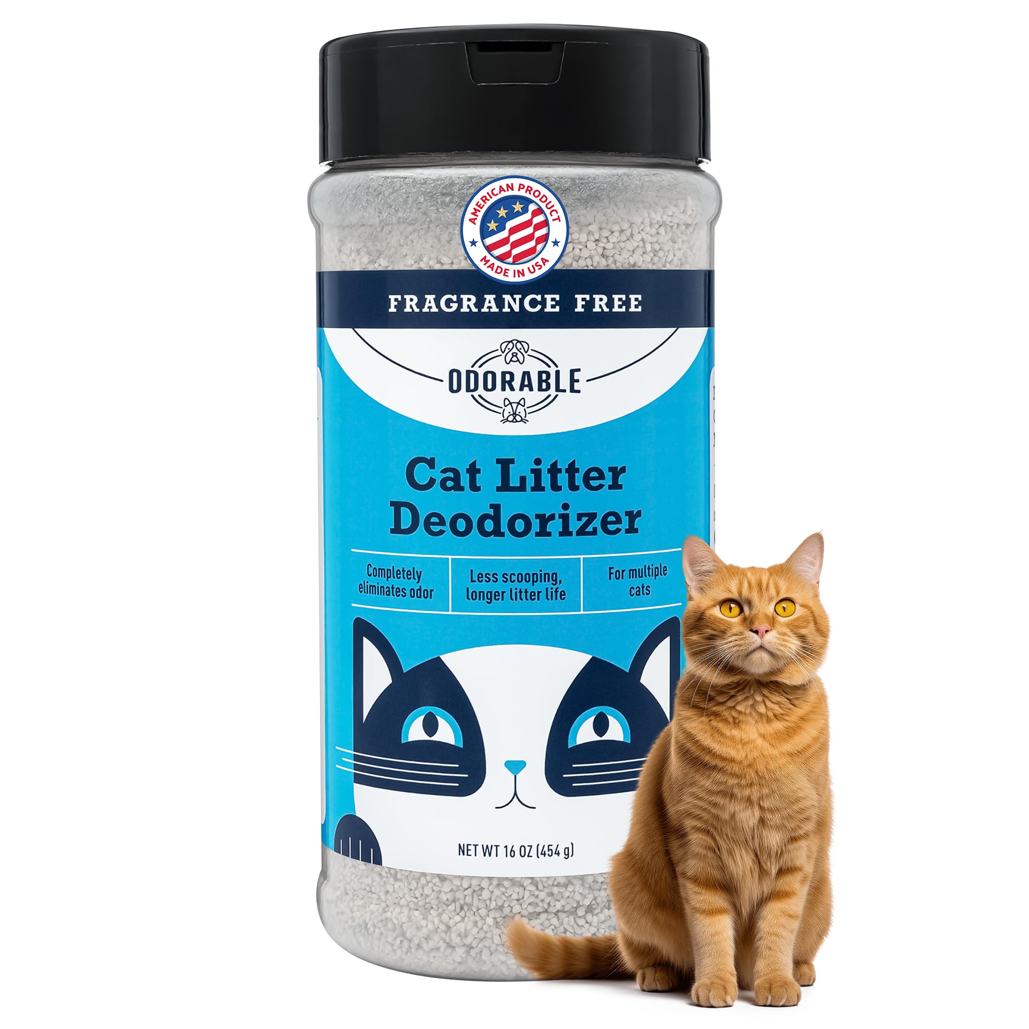 Odorable Cat Litter Deodorizer - Unscented Odor Eliminator & Litter Box Cleaner & Freshener, Non-Tracking, Dust-Free, Easy Clump