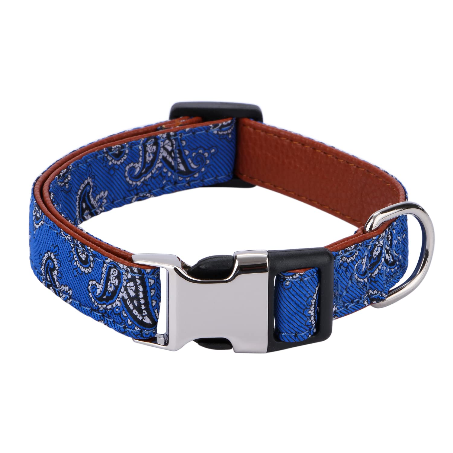 Rhea Rose Bowtie Dog Collars Blue Paisley Pattern Large