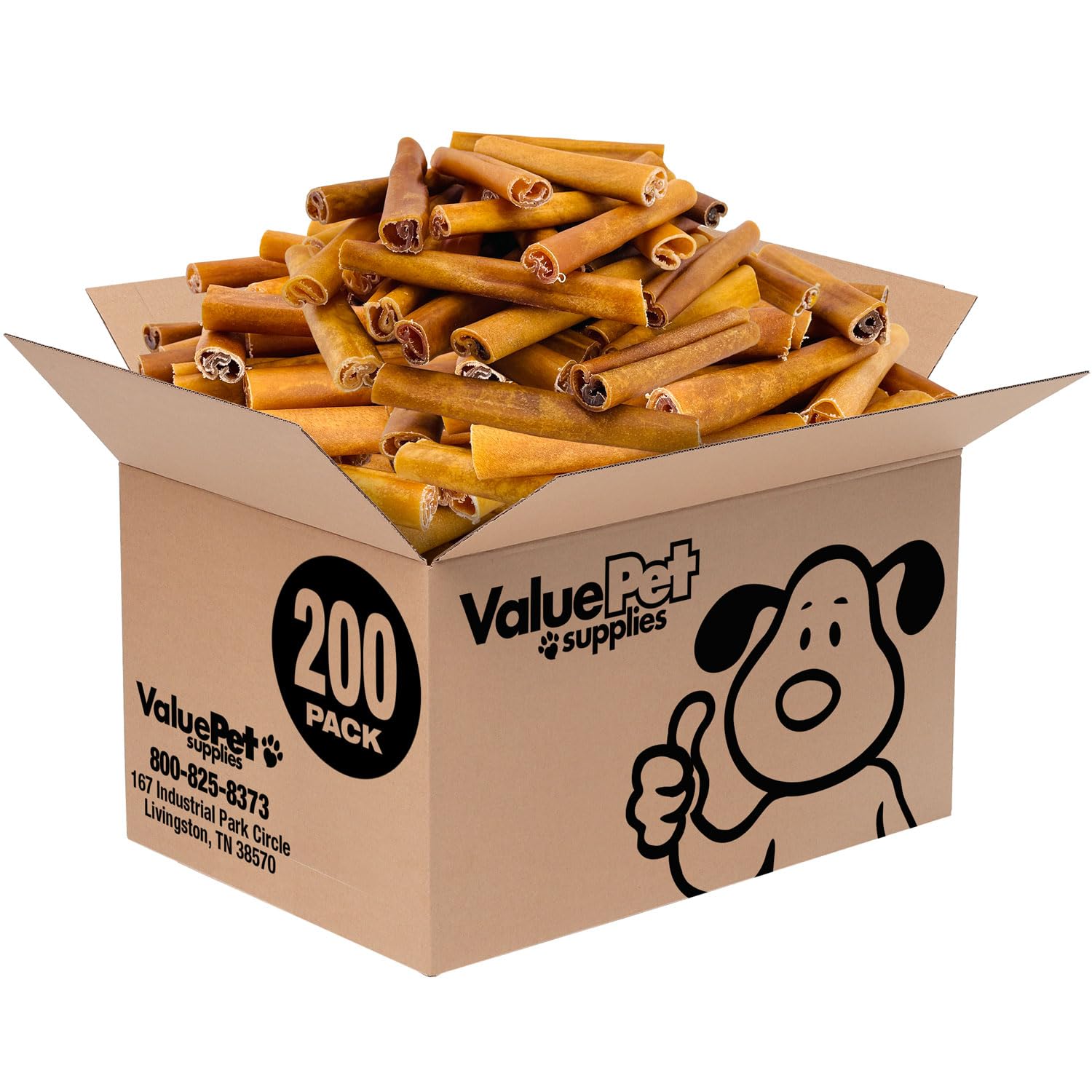 ValueBull Buffalo Collagen Sticks for Dogs, 6 Inch Jumbo Chews, Natural Long-Lasting Dog Treats, 200 Count Bulk Pack - Supports 