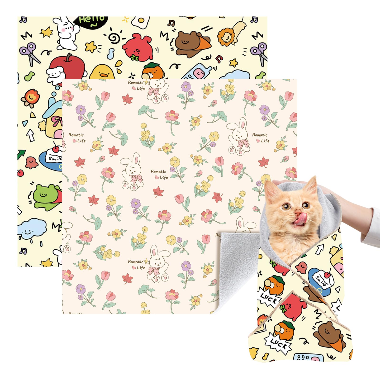 Virgoccy Cat Grooming Wrap, 2Pcs [Xl+Xxl] Cat Restraint Wrap For Nail Clipping, Ear Cleaning, And Teeth Brushing, Self-Adherent,