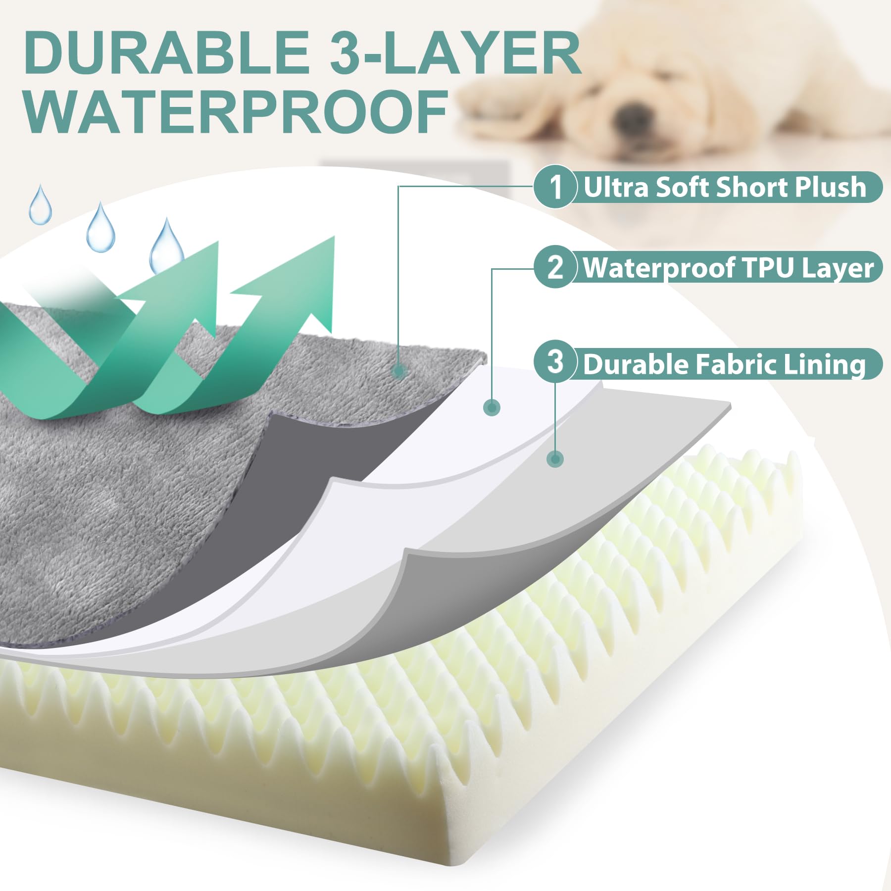 Waterproof Small Dog Bed Crate Pad 24 Inch, Washable Puppy Bed Orthopedic With Removable Cover Reversible, Foam Dogs Bed, Cat Be