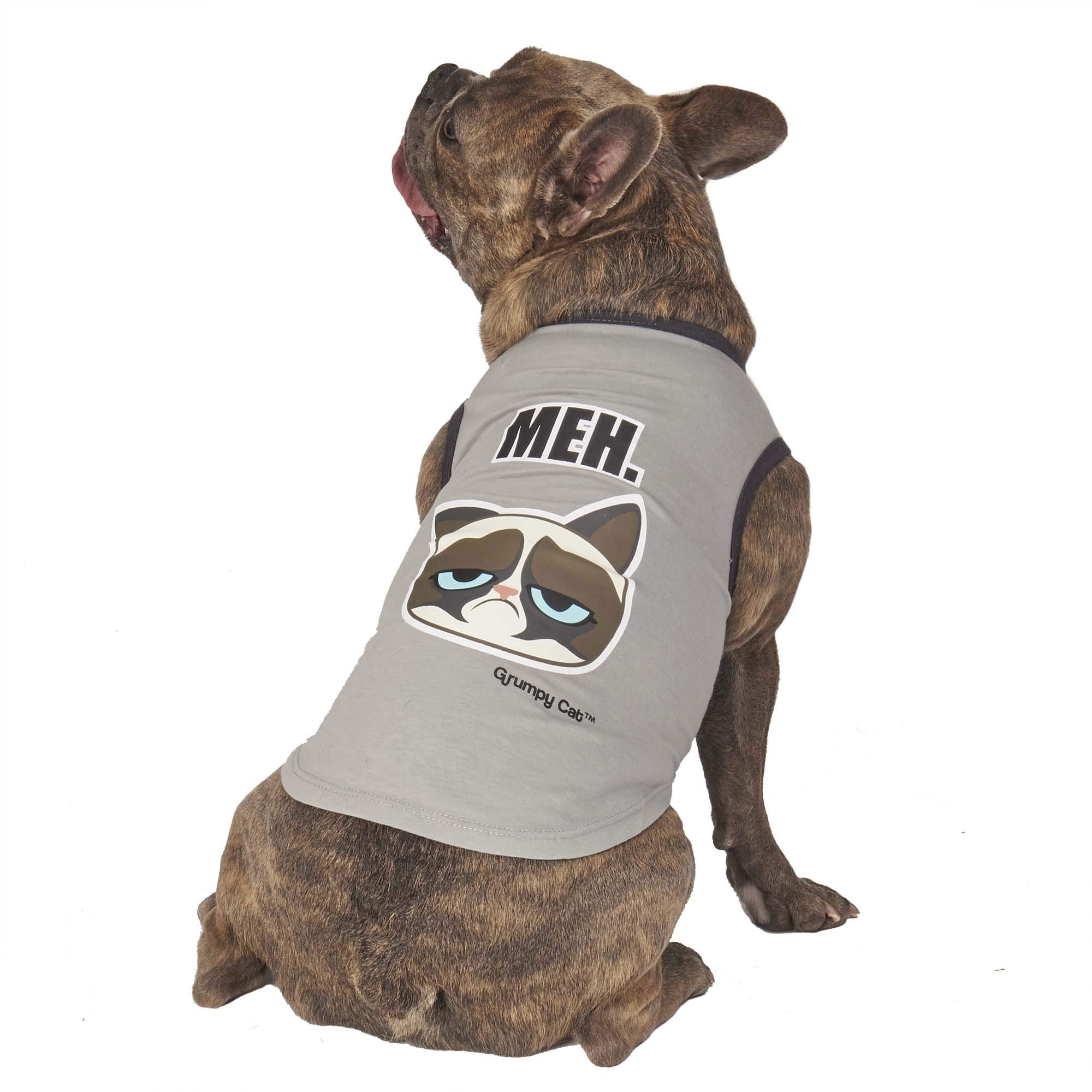 Grumpy Cat By Petrageous Designs Meh. Tee, Gray Xsmall