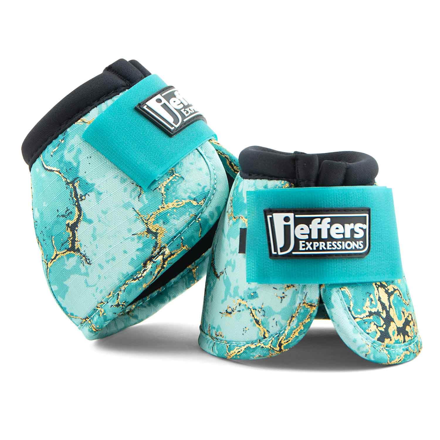 Jeffers Equine No Turn Bell Boots for Horses - Bisbee Blue, Medium | Shock Absorbing Hoof Protection | Secure Double Hook & Loop