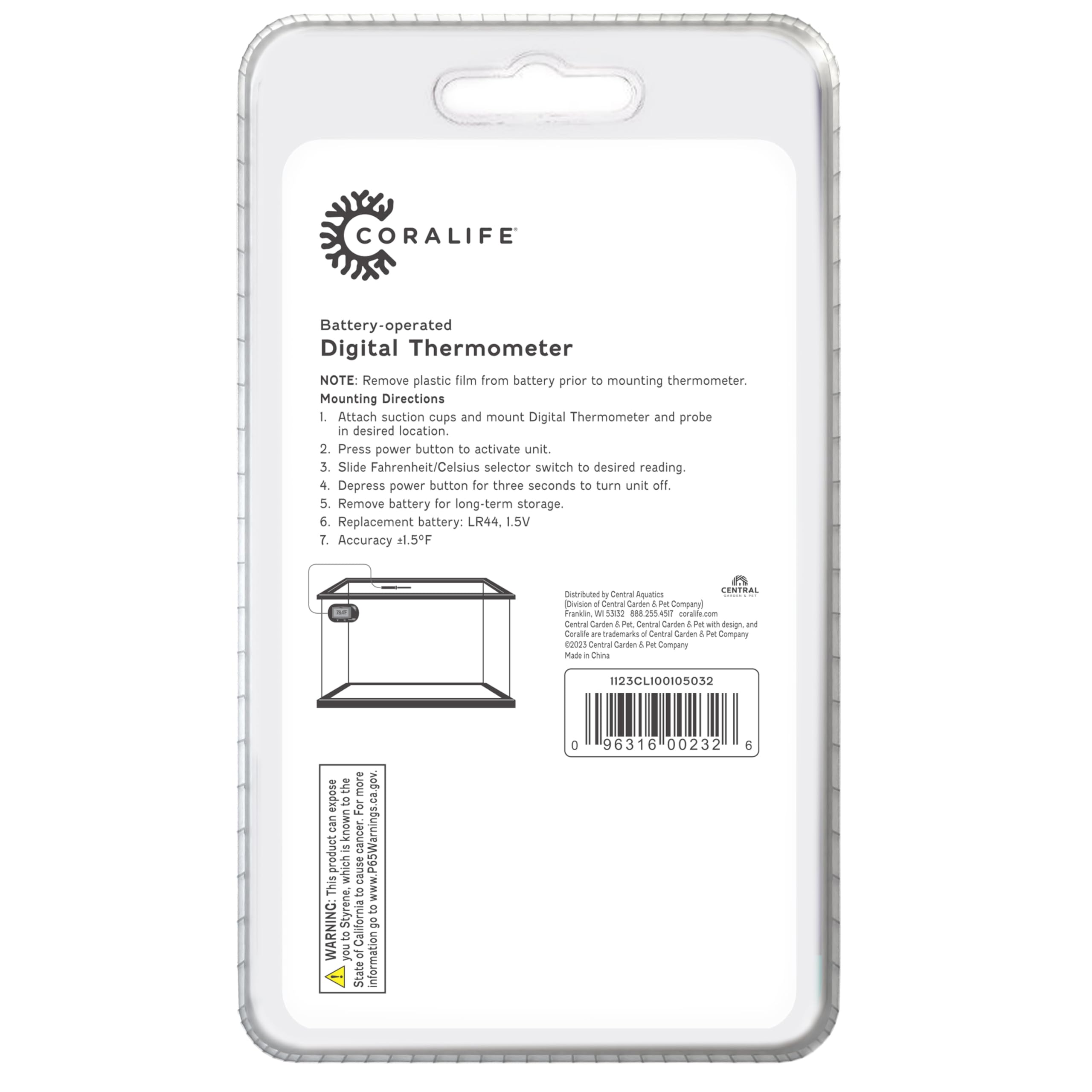 Coralife Aquarium Fish Tank Digital Water Thermometer