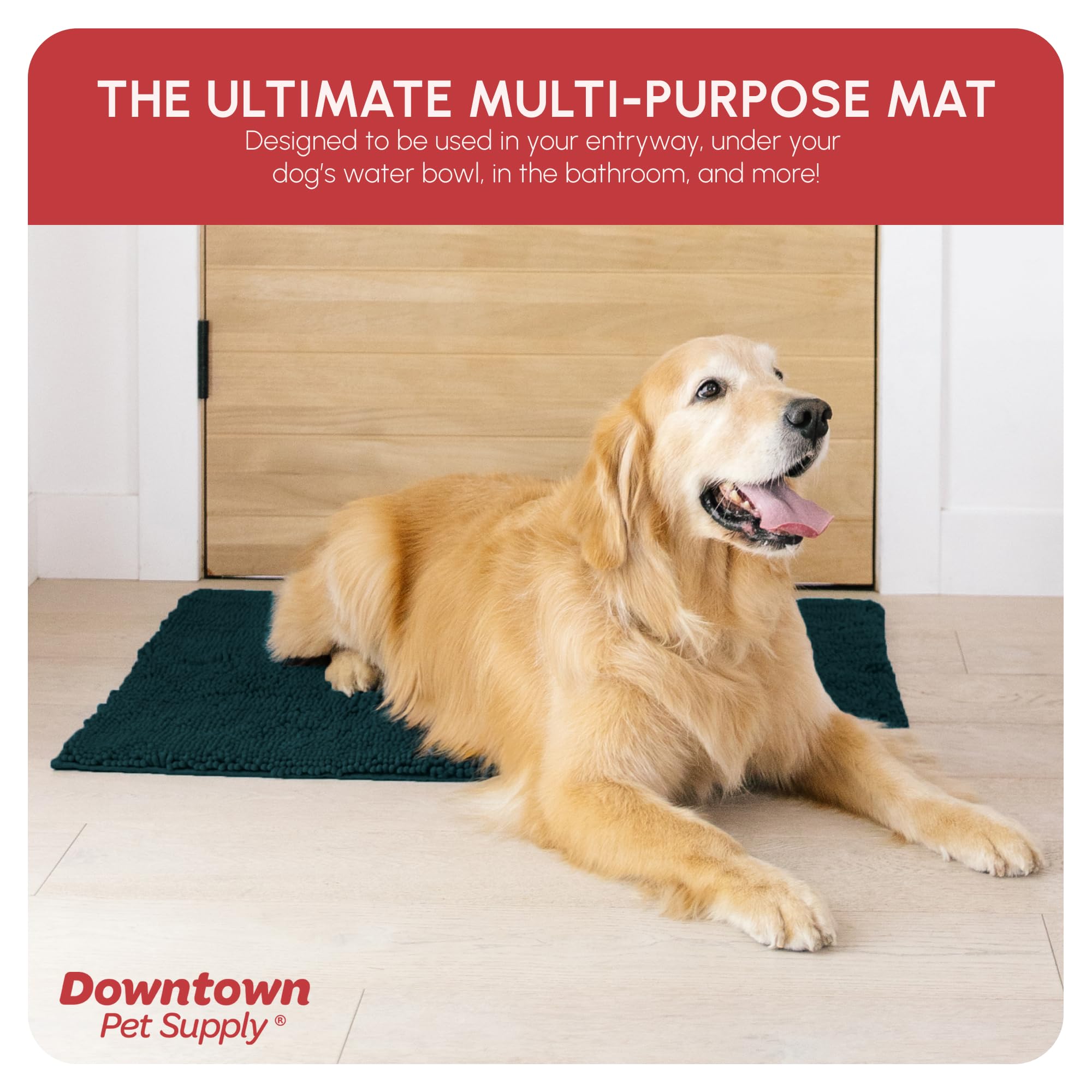 My Doggy Place - Microfiber Door Mat - Soft And Plush Pet Mat For Every Room Of The House - Dirt And Water Absorbent Mat - Washer & Dryer Safe Non-Slip Mat - Teal - L - 36 X 26 In