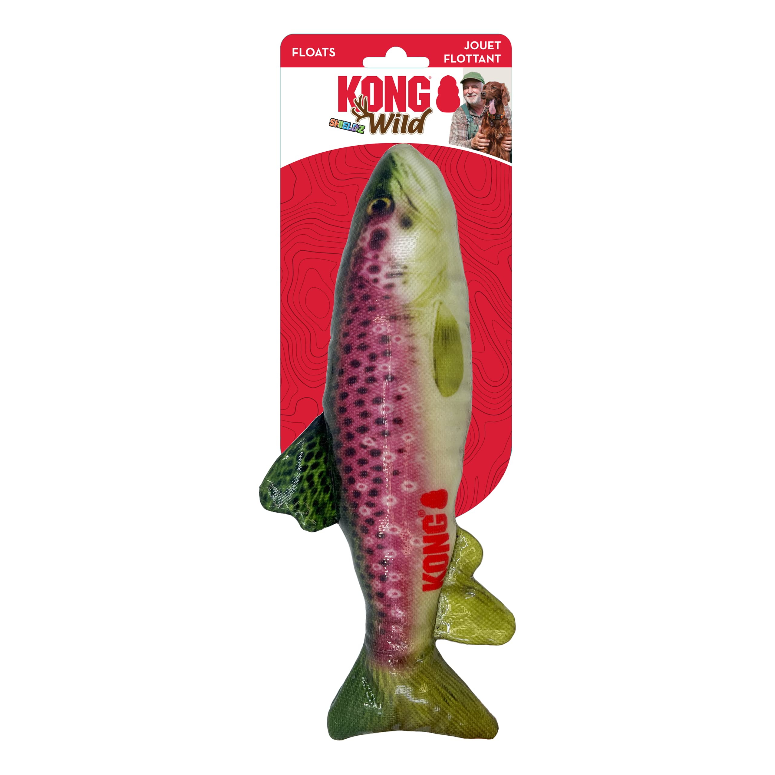 Kong Wild Shield Fish Shaped Dog Toy For Medium Breeds (Trout)