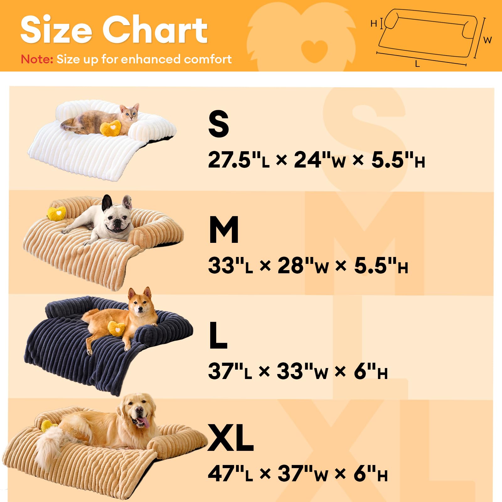 Funny Fuzzy Pet Couch Cover For Sofa, Calming Dog Bed For Couch, Fluffy Plush Dog Couch Mat For Furniture Protector For Large Me