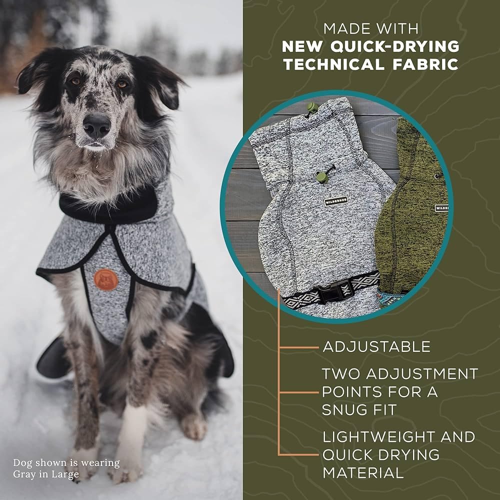 Wilderdog Fleece Dog Jacket With Neoprene Neck Gaiter - Large - Gray