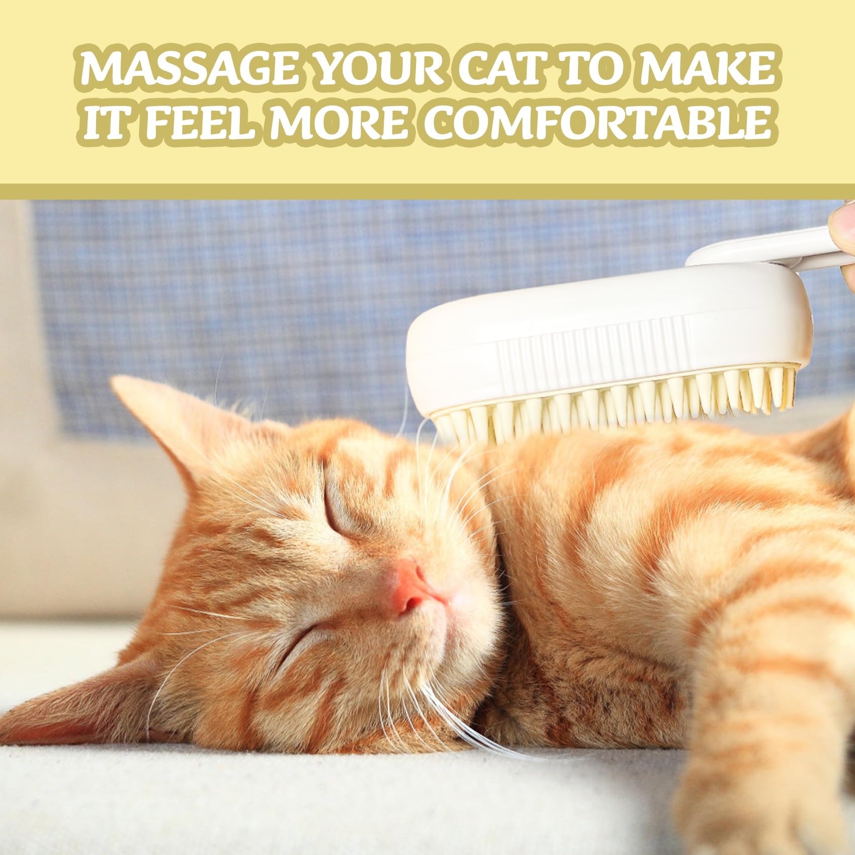 3-In-1 Rechargeable Steam Brush For Cats & Dogs - Anti-Static Spray Pet Grooming Brush With Warm Mist Massage, Hair Shedding Con