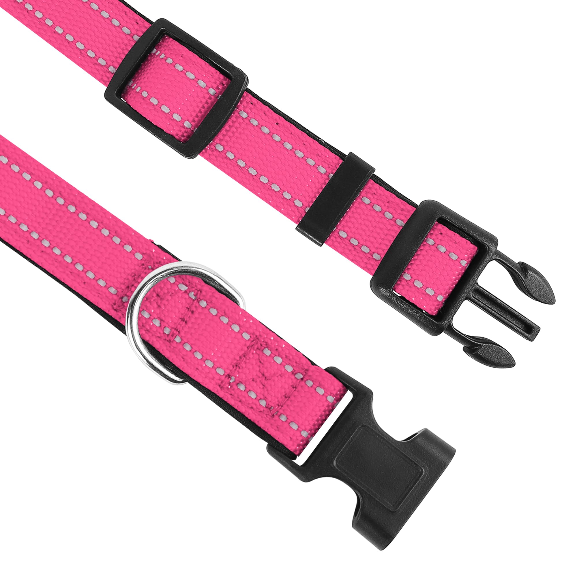Pwod Reflective Dog Collar, Adjustable Soft Neoprene Padded Nylon Pet Collars With Buckle For Puppy And Small Dogs, Cats, Hotpin