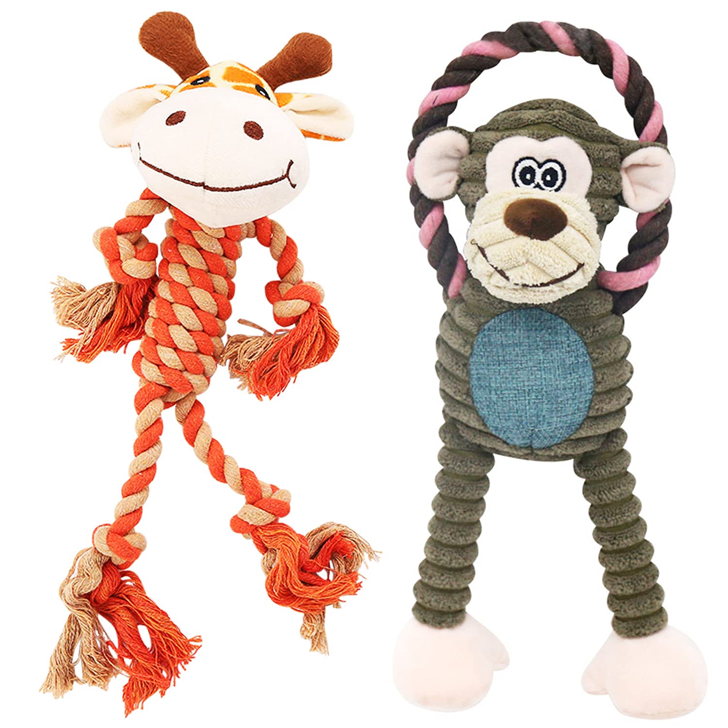 Rope Dog Toys To Keep Them Busy - Tug Of War Dog Toys For Boredom Plush Interactive Squeaky Puppy Toys For Small Medium Large Do