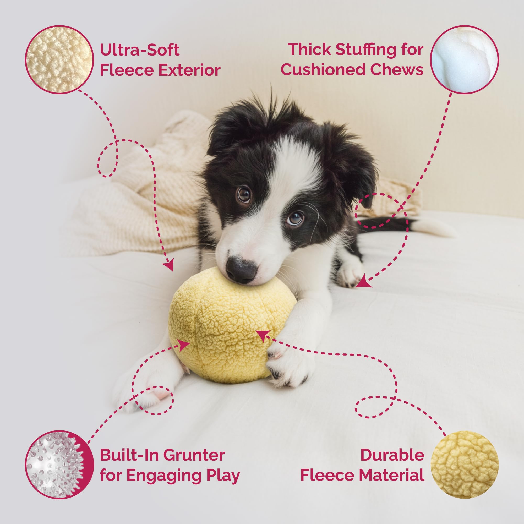 Petlou Dog Fleece Ball Chew Toy, 8