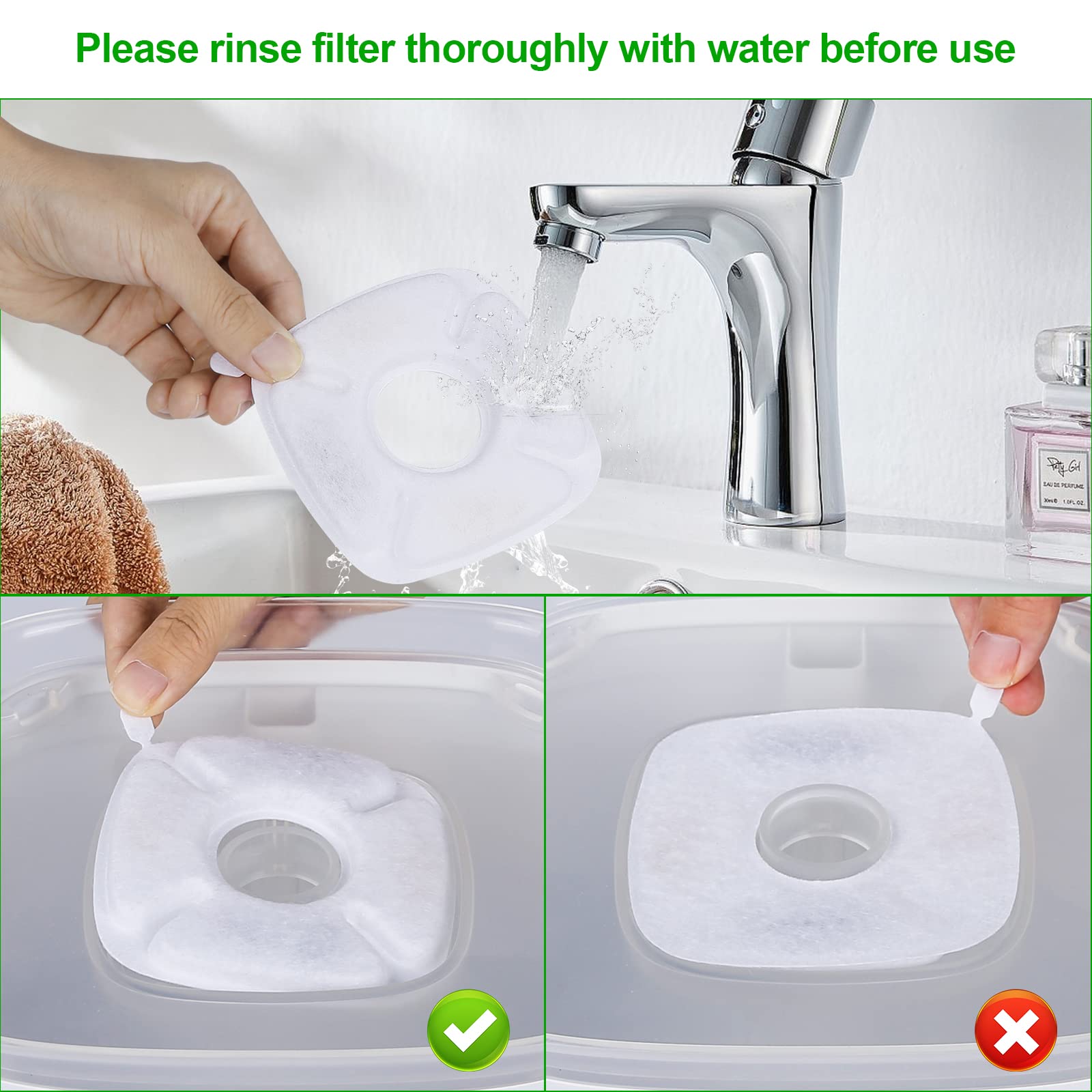 4 Pack Replacement Filters For 95Oz And 67Oz Automatic Pet Fountain, Bflicroy Cat Water Fountain Filter, Triple Filtration Pet Fountain Replacement Filters And 4 Pack Pre-Filter Sponges