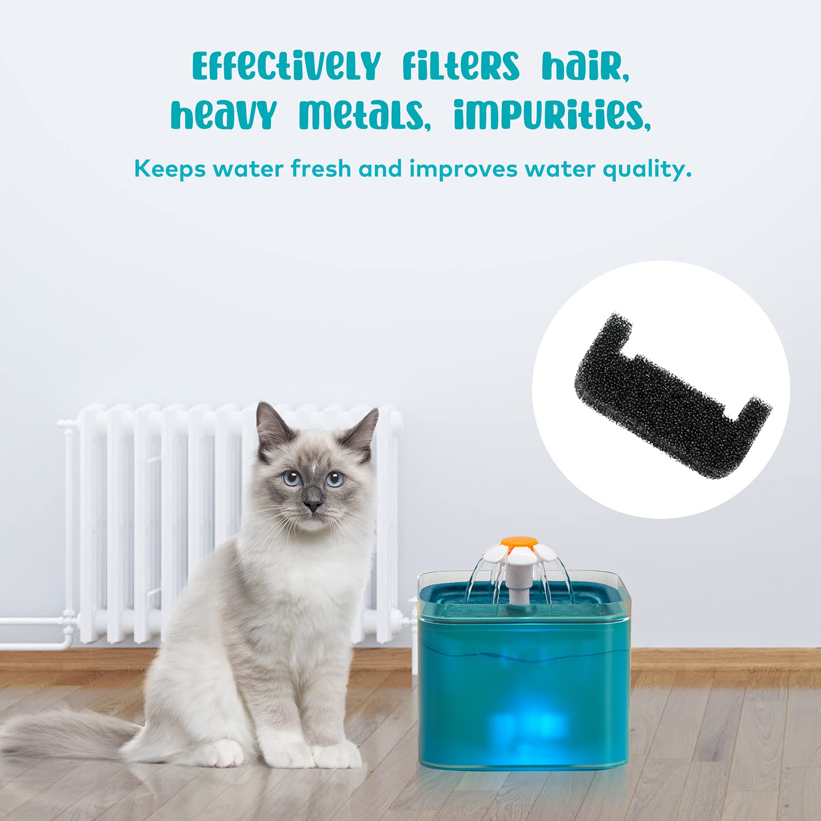 Aonboy Cat Water Fountain Pump Filters, Suitable For Aonboy Pet Fountain Pump F2, Cat Fountain Filter, Triple Filtration (4 Pieces)