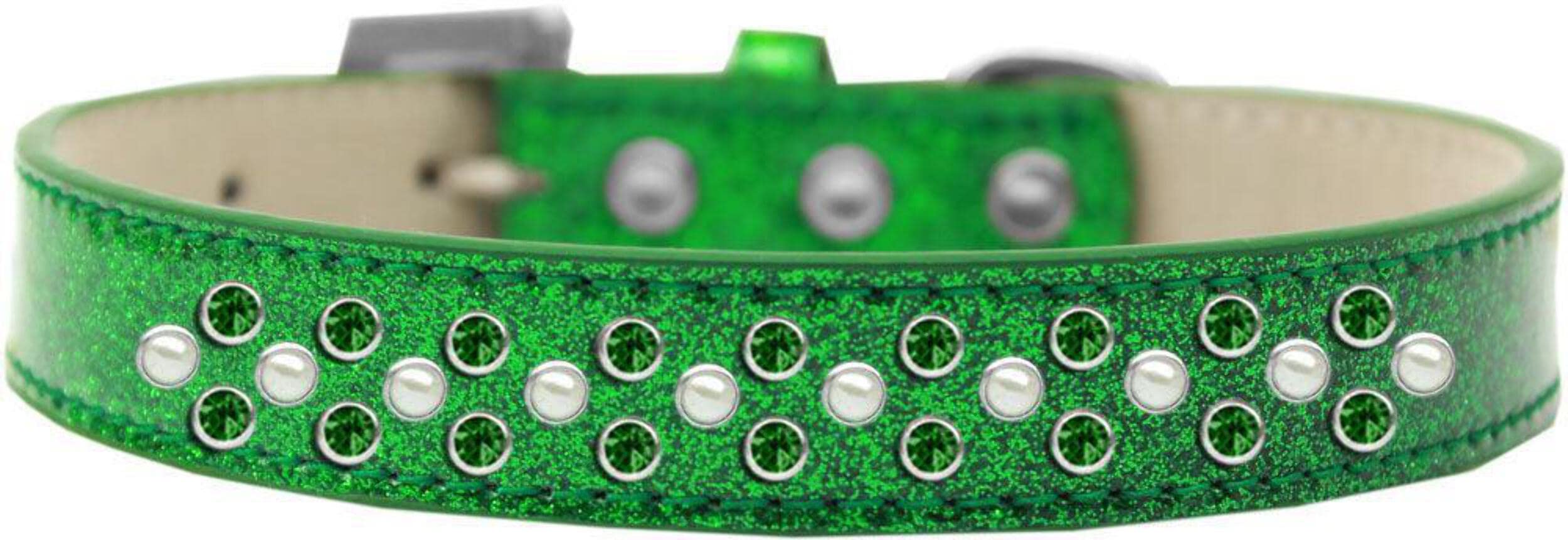 Mirage Pet Products Sprinkles Ice Cream Dog Collar with Pearl and Emerald Green Crystals, Size 20, Pink