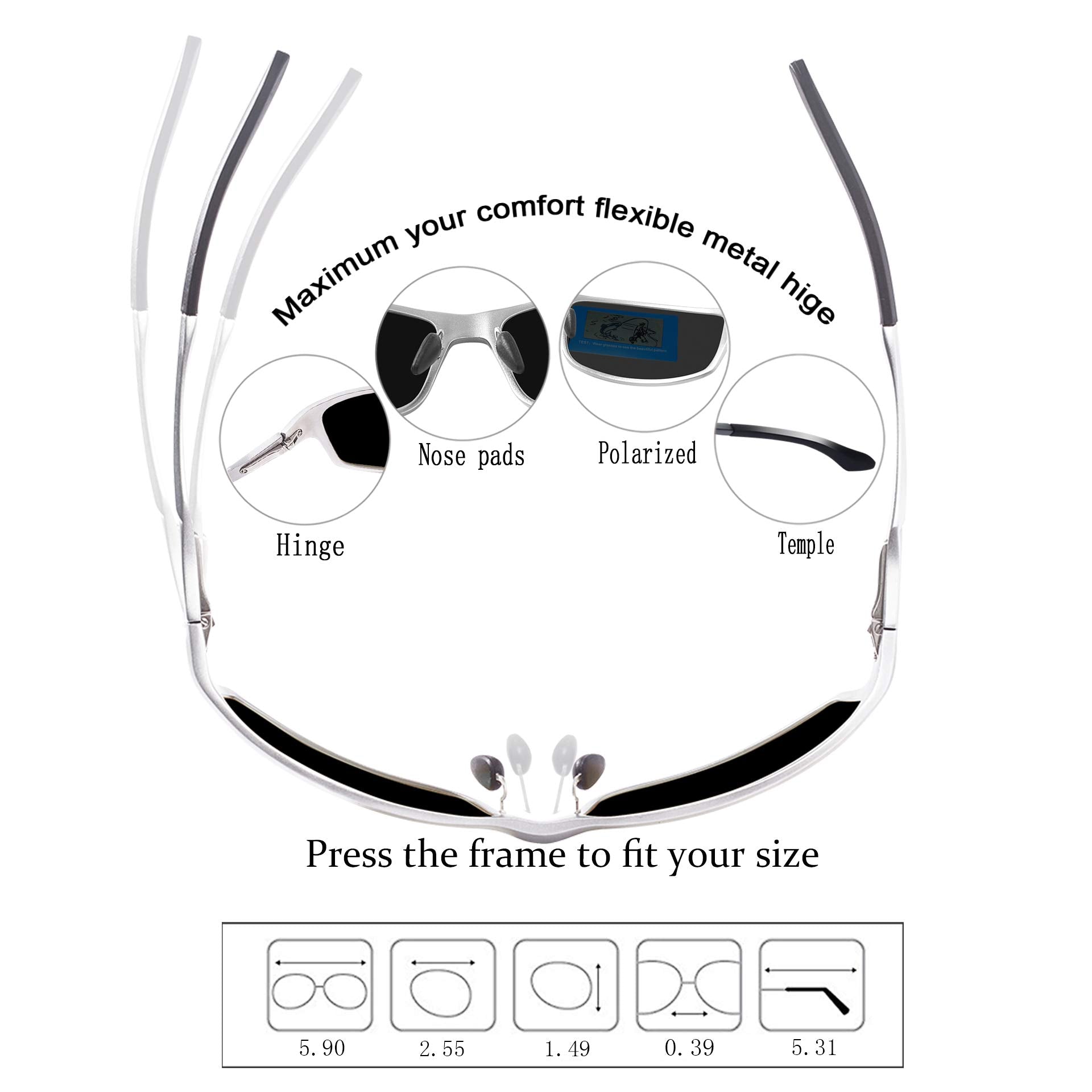 BIRcEN Polarized Mens Sunglasses: UV Protection Black Blue Shades for Men Sport Driving with Al-Mg Metal Frame