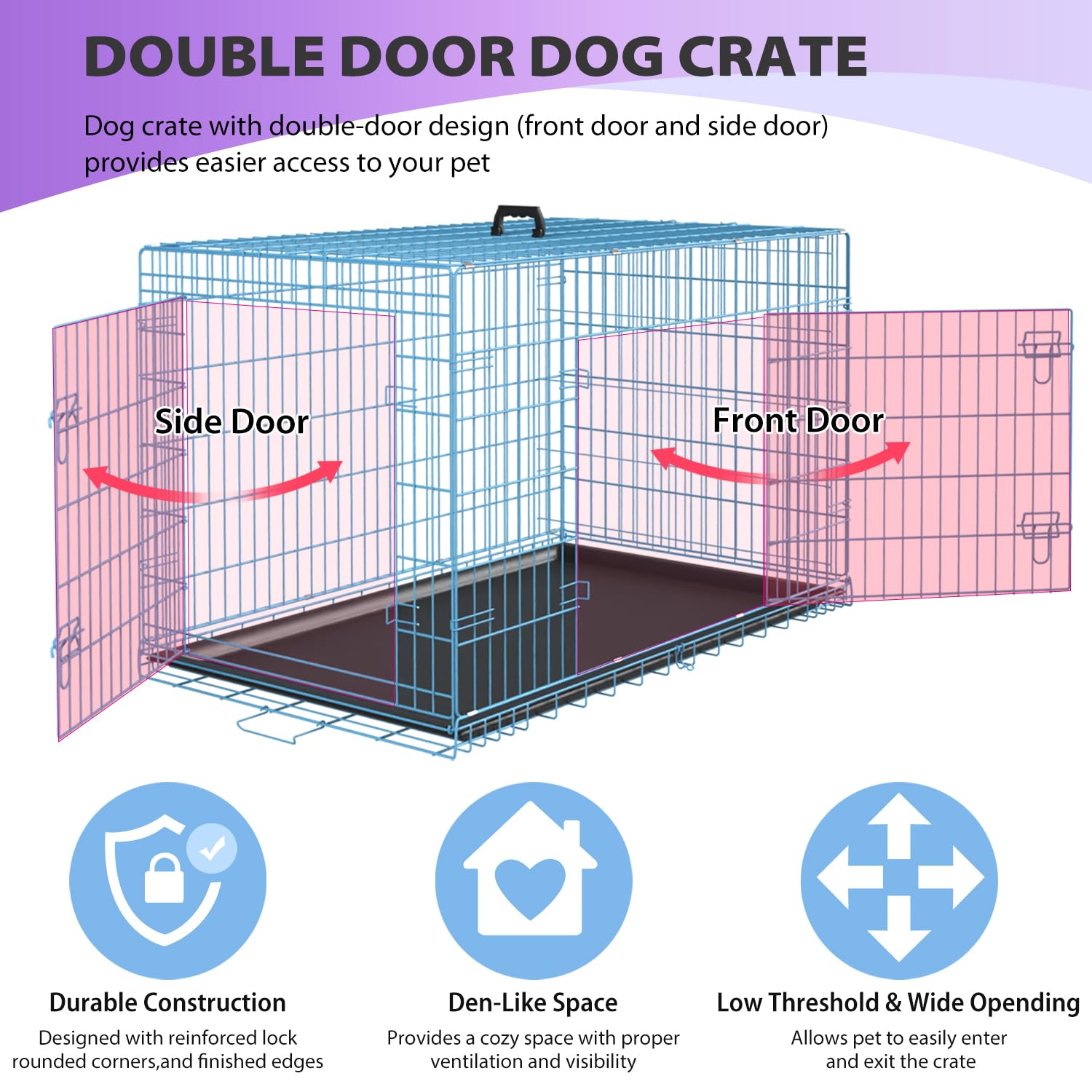 BestPet 30 Inch Dog Crates for Small Dogs Folding Mental Wire Crates Dog Kennels Outdoor and Indoor Pet Dog Cage Crate with Doub
