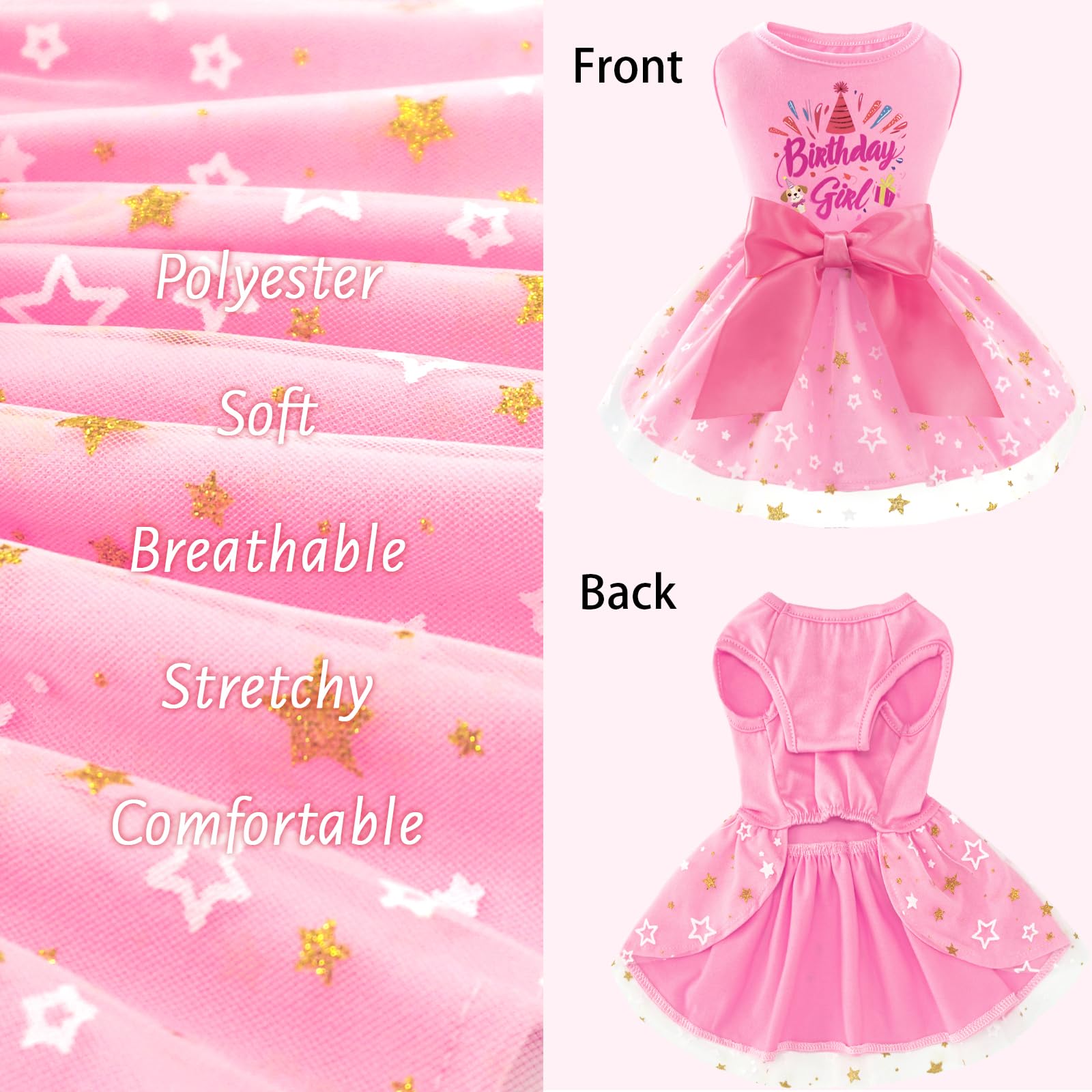 Xpudac Dog Birthday Dress Puppy Clothes For Small Dogs Girl Birthday Party Tulle Pet Outfit, Cat Appeal-Xx-Small