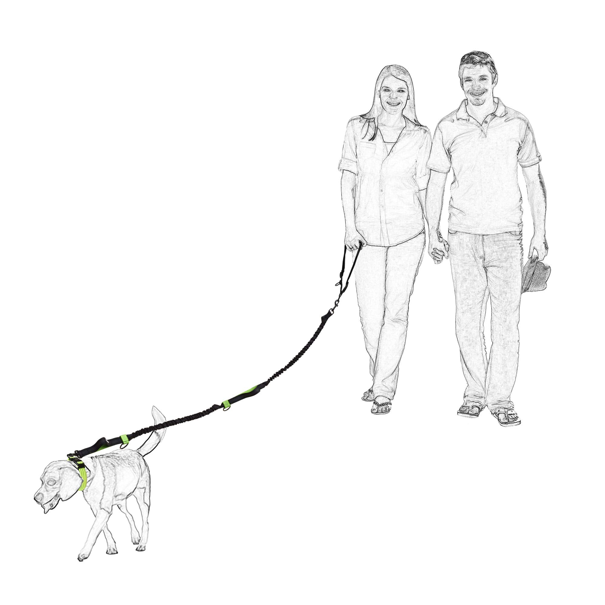 Mile High Life | Retractable Hands Free Dog 7Ft Leash | Waist Running Adjustable | Reflective Dual Black Bungees | Dual Handles | Small Medium Large Dogs | (Blue)