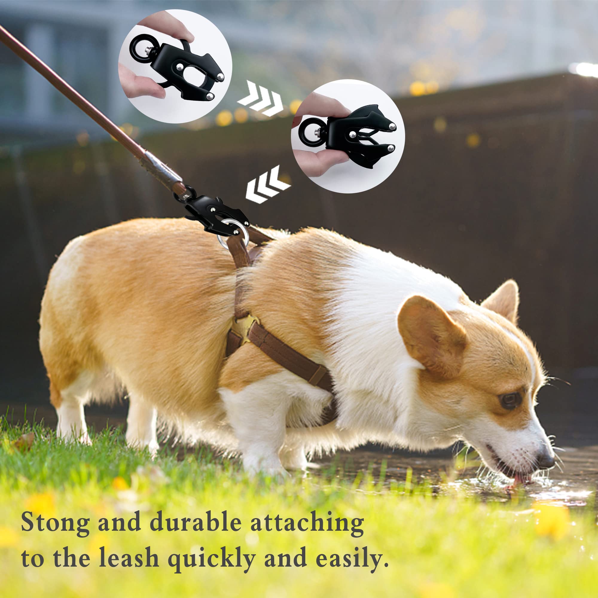 2 Pcs Frog Clip Dog Leash Clasp 360 Degree Swivel Clip Heavy Duty Quick Release And Locking Dog Leash Buckle For Linking Pet Col