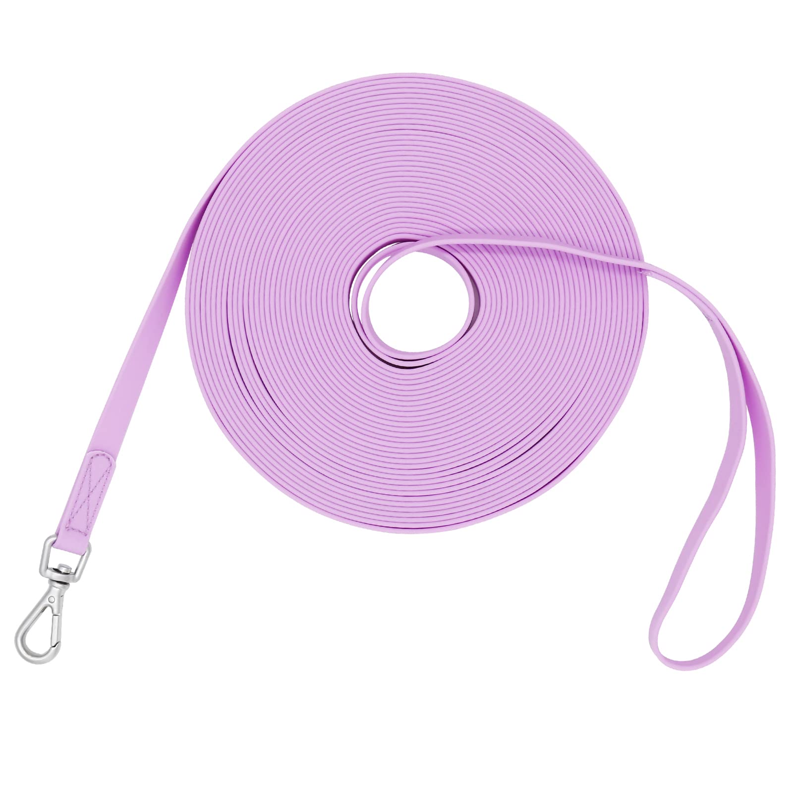 Waterproof Dog Training Leash 50Ft 30Ft 15Ft 10Ft 5Ft Heavy Duty Recall Long Lead For Large Medium Small Dogs (50Ft, Purple)