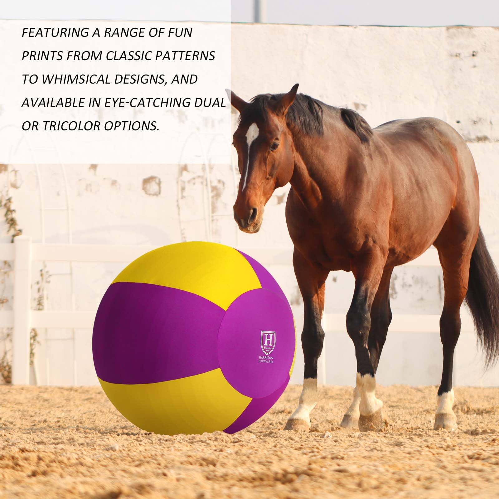 Harrison Howard Howdy Bally Horse Playball Mega Ball Cover For Equine Use - Exclusive Fun Patterns - Violet Sunrise 40''