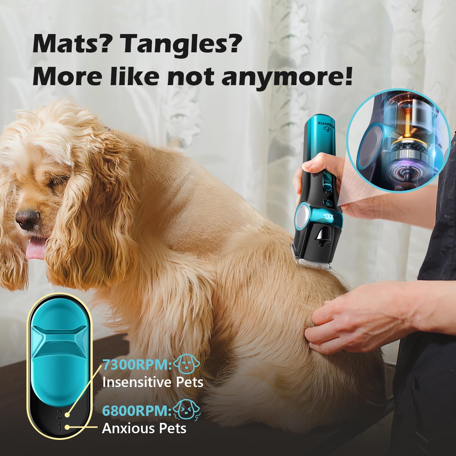 Fuzzyfix Dog Clippers For Grooming With Storage Box, Dog Grooming Kit Heavy Duty 2-Speed Quiet Rechargeable Cordless Pet Hair Tr