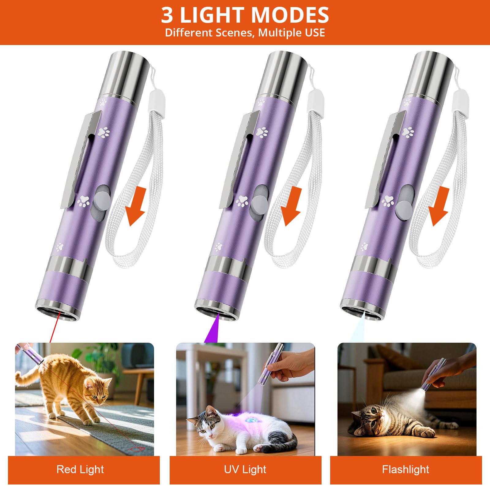 Oumsis 2 Pack Interactive Red Light Pointer - 7 Adjustable Patterns, Rechargeable Interactive Cat Toy For Indoor Cats, Fun Exerc