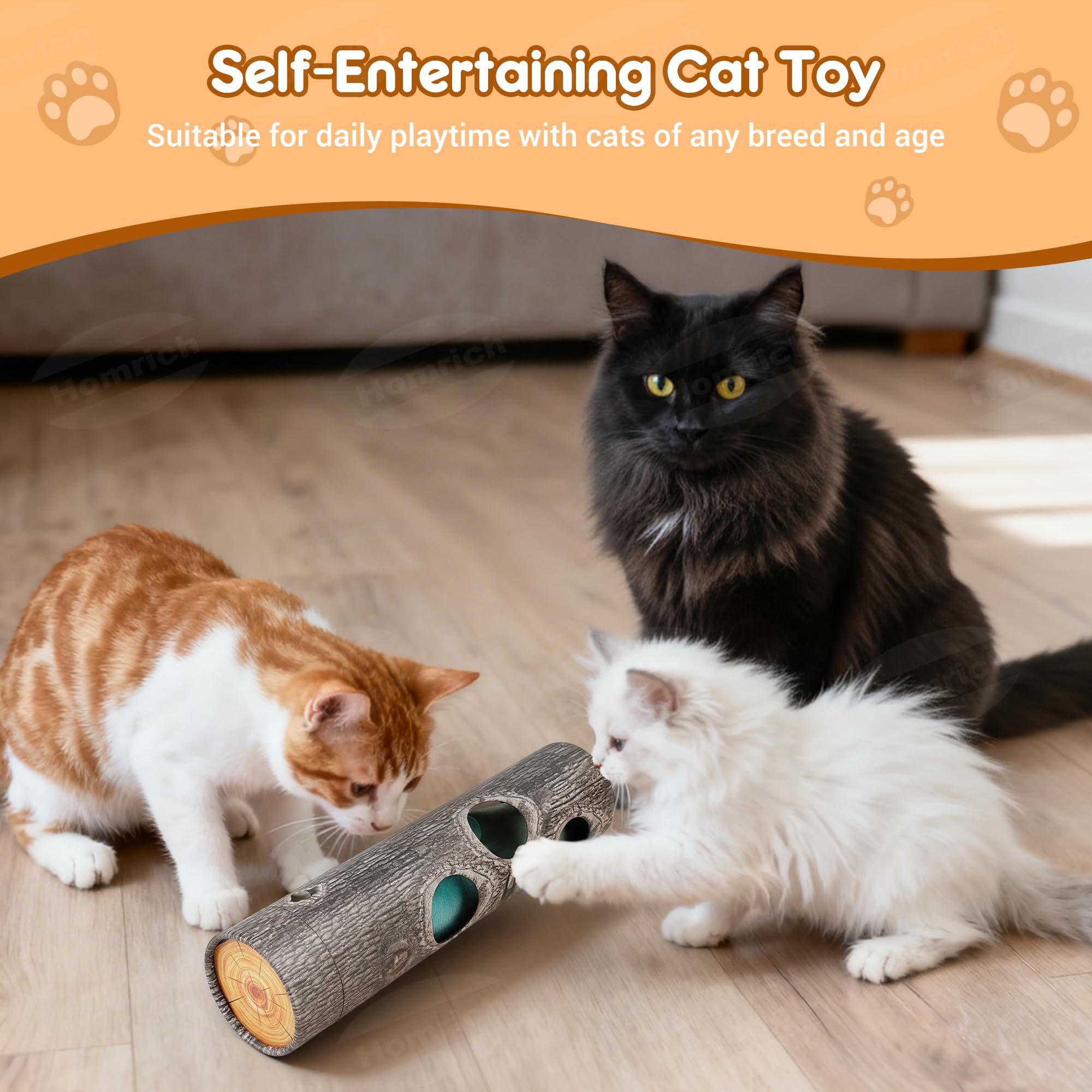 Homrich Interactive Cat Puzzle Toys for Indoor Cats, Hide Seek Funny Cat Toys with Plush Catnip Toys, Self Play Fun for Kitten A