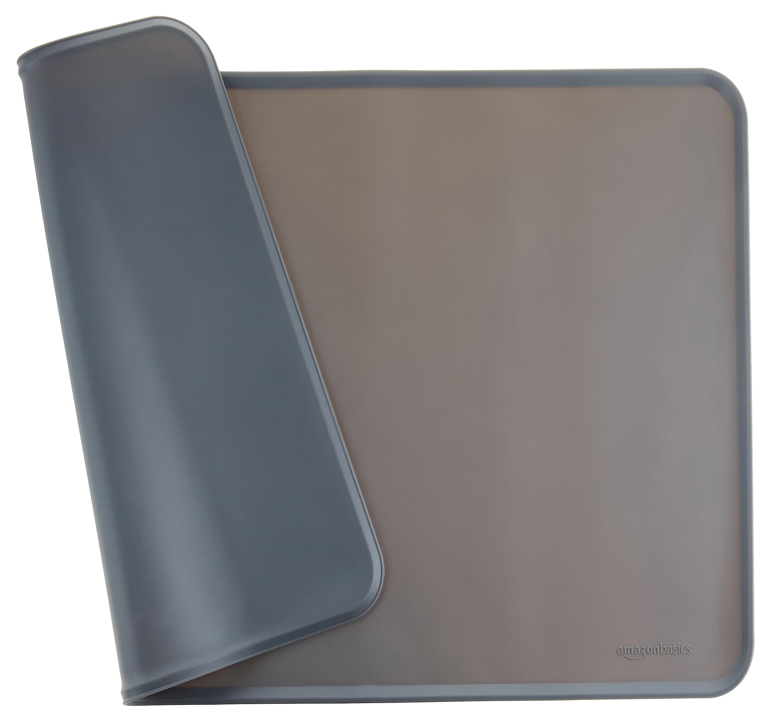 Amazon Basics Waterproof Anti-Slip Silicone Pet Food and Water Bowl Mat, 24 x 16 inches, Grey, Solid