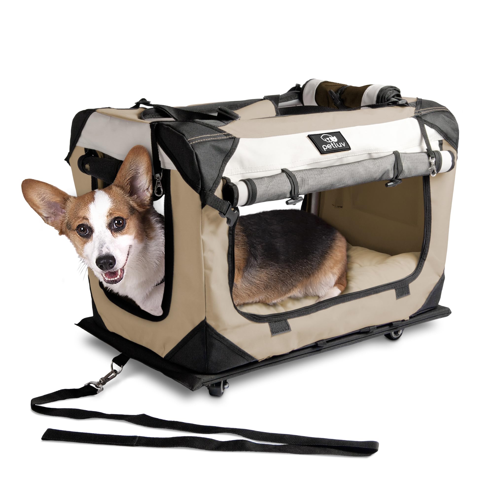 Large Cat Carrier On Wheels & Dog Carrier For 2 Cats Or Medium Dog. Rolling, Soft Sided Pet Carrier For Travel. Collapsible, Por