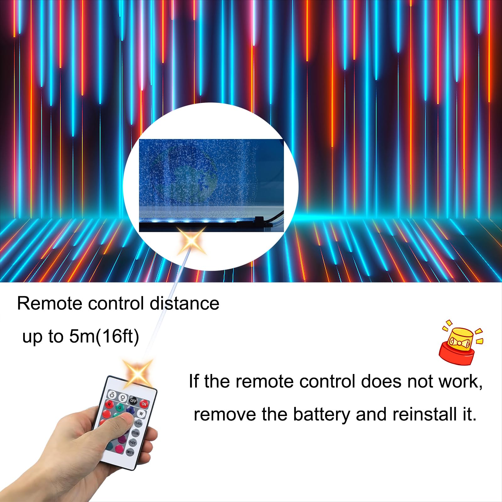 Carefree Fish Aquarium 4/8/12/16/24/40In Led Nanometer Materials Air Stone Strip ? and Tube Fish Tank Oxygen Stone Bubble Wall R