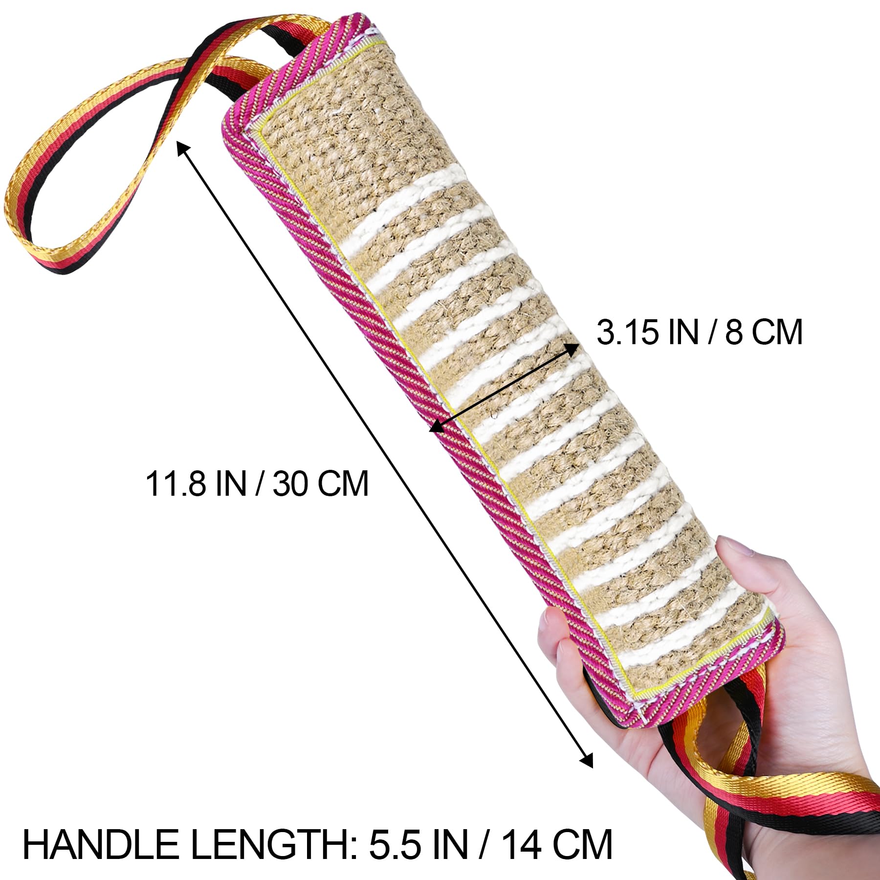 Dog Tug Toy Dog Bite Jute Pillow Pull Toy with 2 Strong Handles Perfect for Tug of War, Puppy Interactive Play Tear Resistant Bi