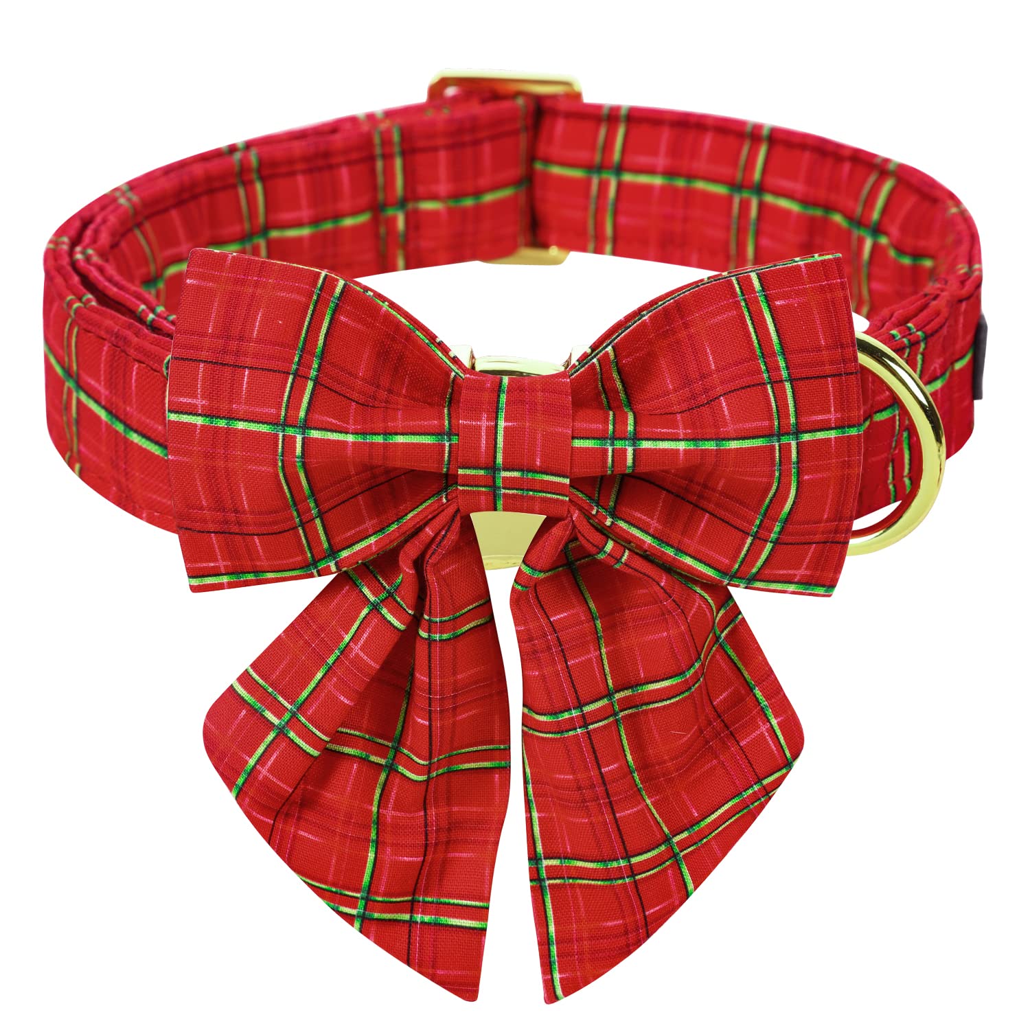 Maca Bates Christmas Dog Collar With Bow Tie & Flower Tie, Dog Bandana For Small Medium Large Dogs,Elk Christmas Tree Winter Dog Collar With Adjustable Metal Buckle