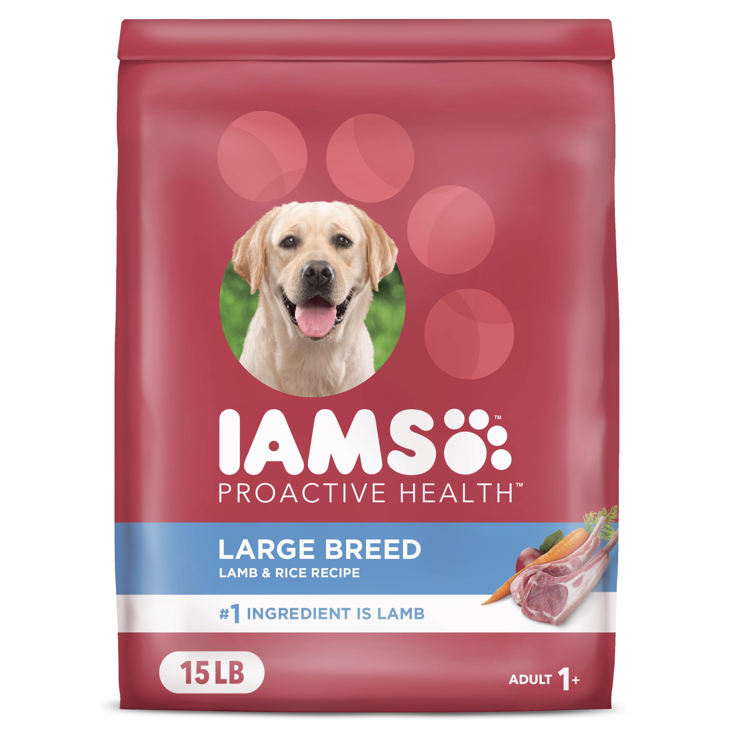 IAMS Proactive Health Large Breed Adult Dry Dog Food Lamb & Rice Recipe, 15 lb. Bag