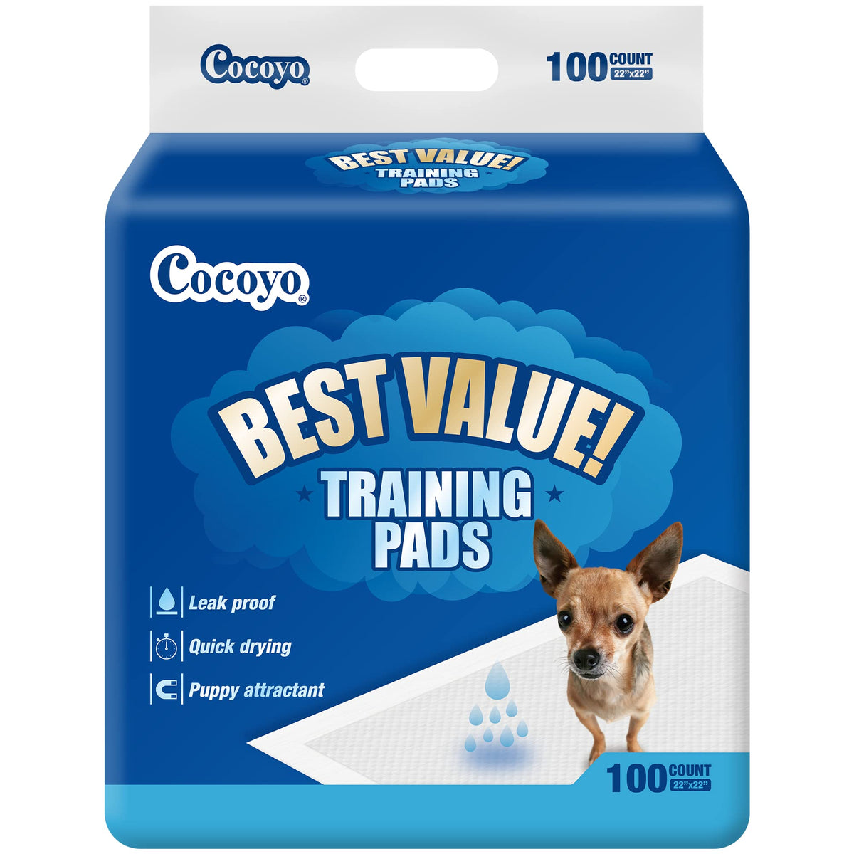 Cocoyo Best Value Training Pads, 22' By 22', 100Count