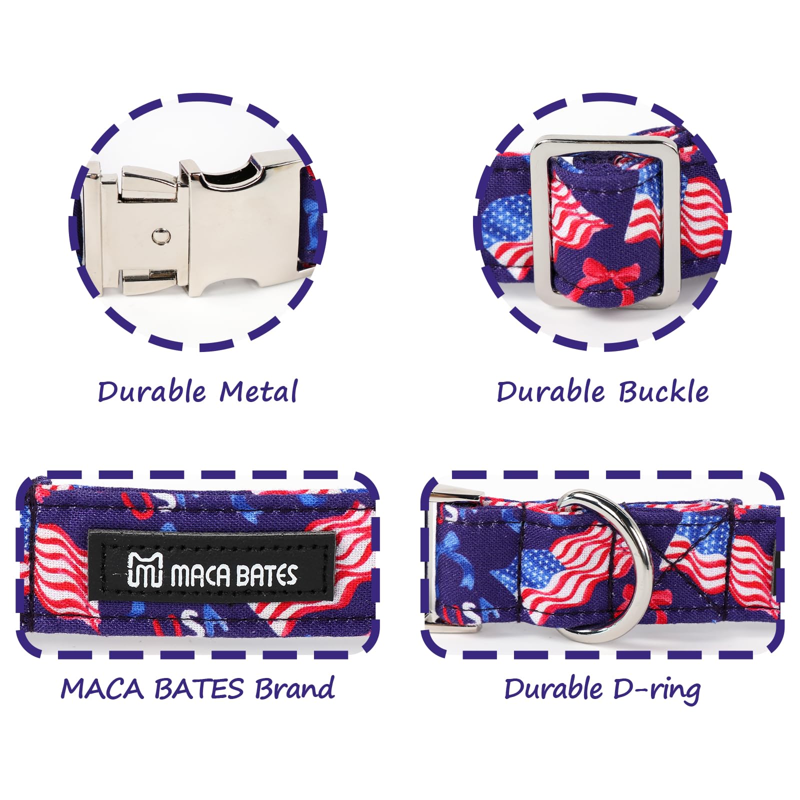Maca Bates 4Th Of July Basic Dog Collar American Flag Usa Patriotic 4 Of 7 Dogs Collars Adjustable Soft Flags Independence Day G
