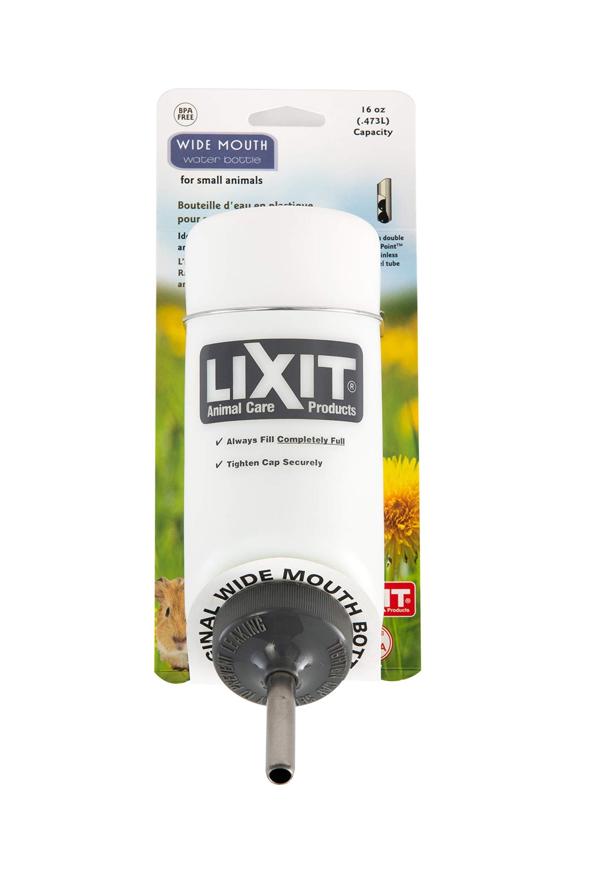 Lixit Pet Wide Mouth Water Bottle (16 Oz), Translucent, 8802