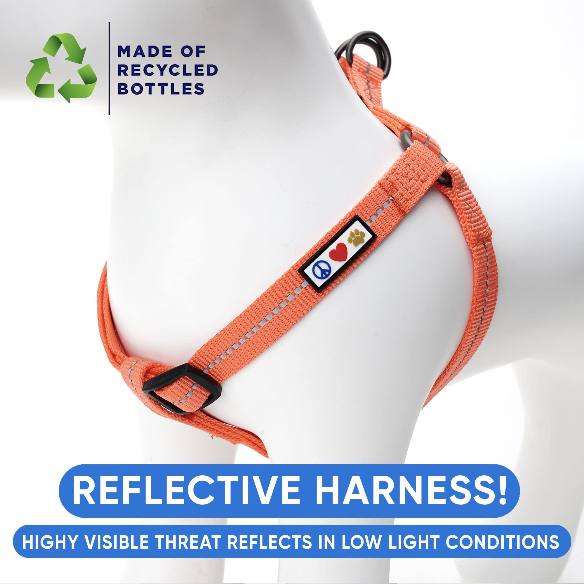 Pawtitas Recycled Dog Harness With Reflective Stitched A Puppy Harness Made From Plastic Bottles Collected From Oceans Large Liv