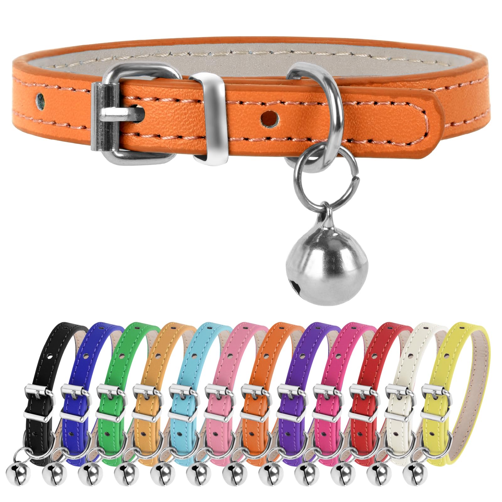 Chengfu Xxs Teacup Dog Collar, Orange, 3/8 Inch Width