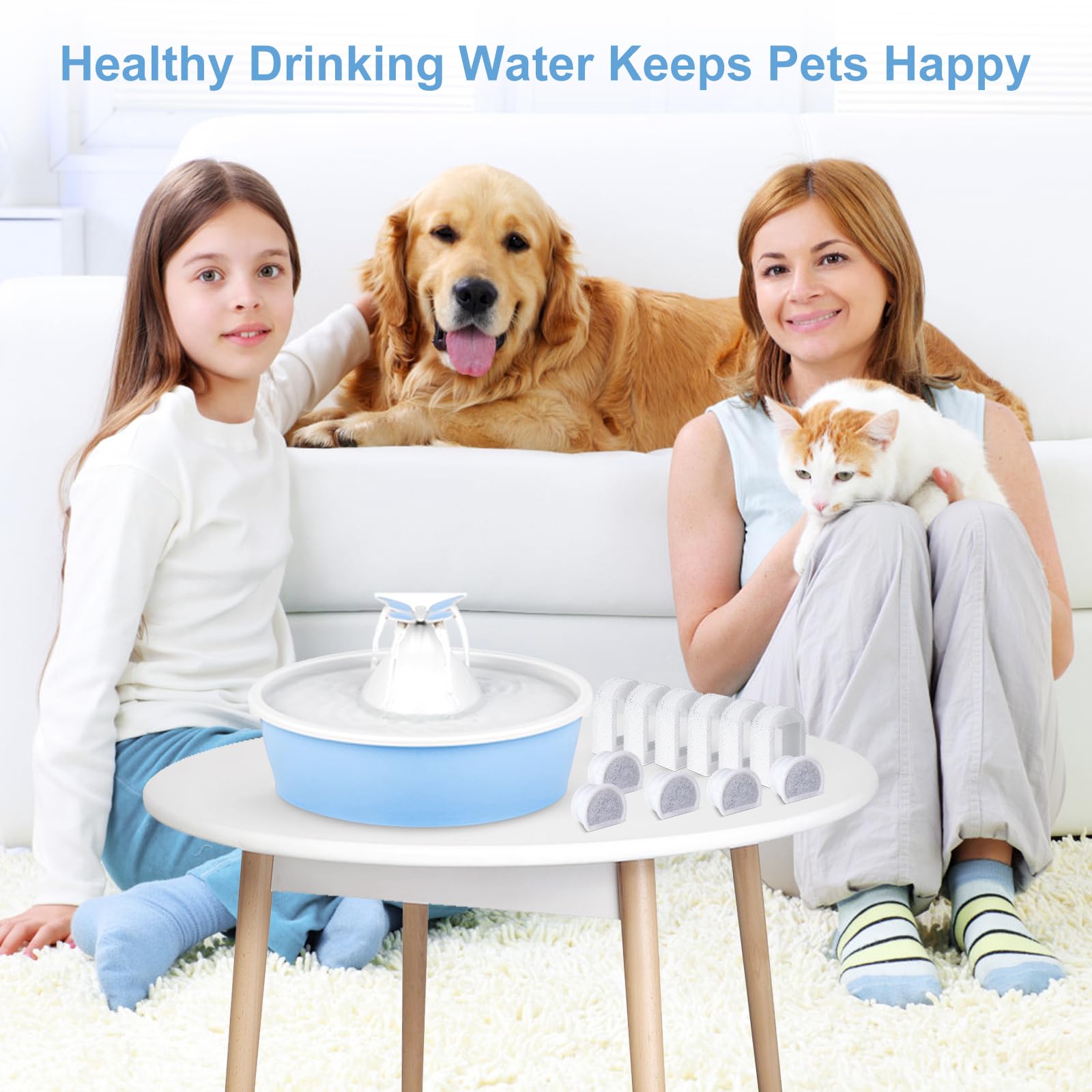 20 Pcs Cat Water Fountain Filters Replacment Compatible With Petsafe Drinkwell Fountains, 10 Replacement Carbon Filters & 10 Rep