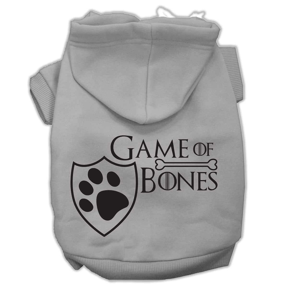 Pet Dog & Cat Hoodie Screen Printed, 'Game Of Bones' Gray Xl (14-20 Lbs.)