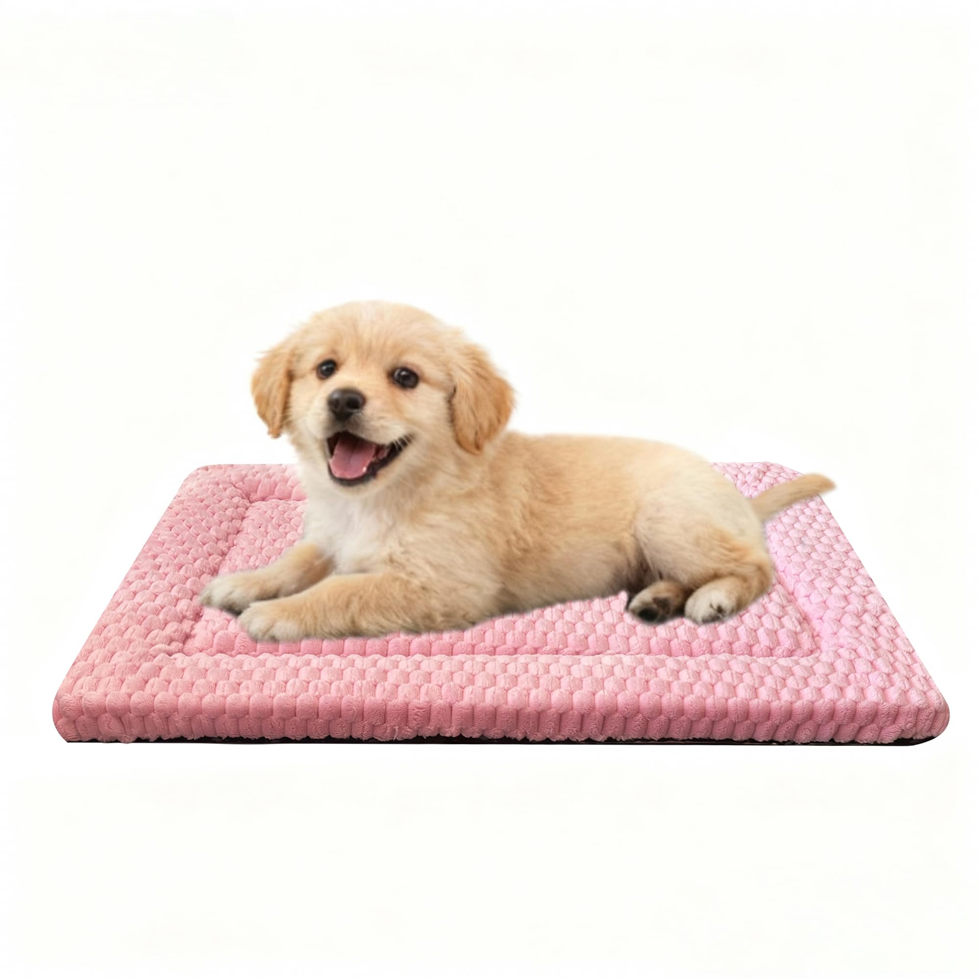 Dog Bed Crate Mat, Soft Durable Washable Anti-Slip Kennel Pad for Dogs & Cats, Reversible (Pink, S(24*18*1.5))