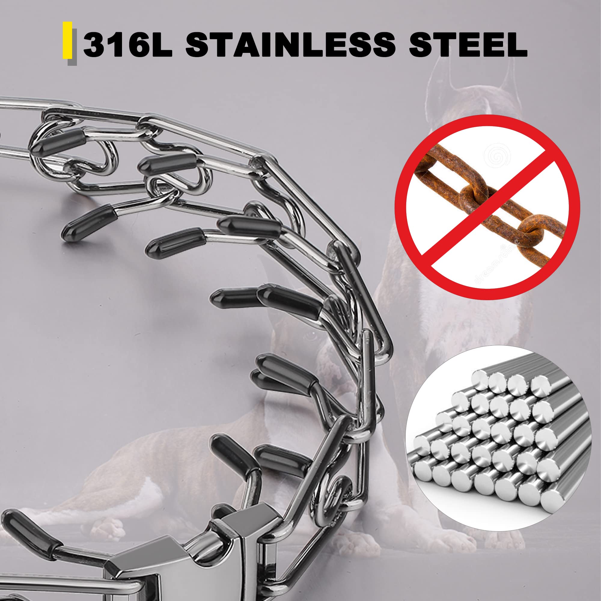 Insfas Dog Prong Traing Collar,Choke Pinch Collar For Dogs Quick Release Spike Collars No Pull Martingale Adjustable For Large M