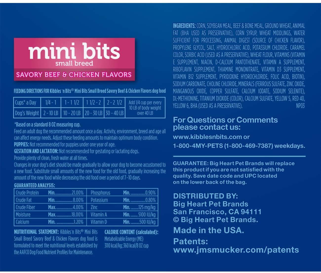 Kibbles n Bits Savory Beef & Chicken Flavors Small Breed Mini Bits Dry Dog Food, 3.5 Lb (Pack of 4)
