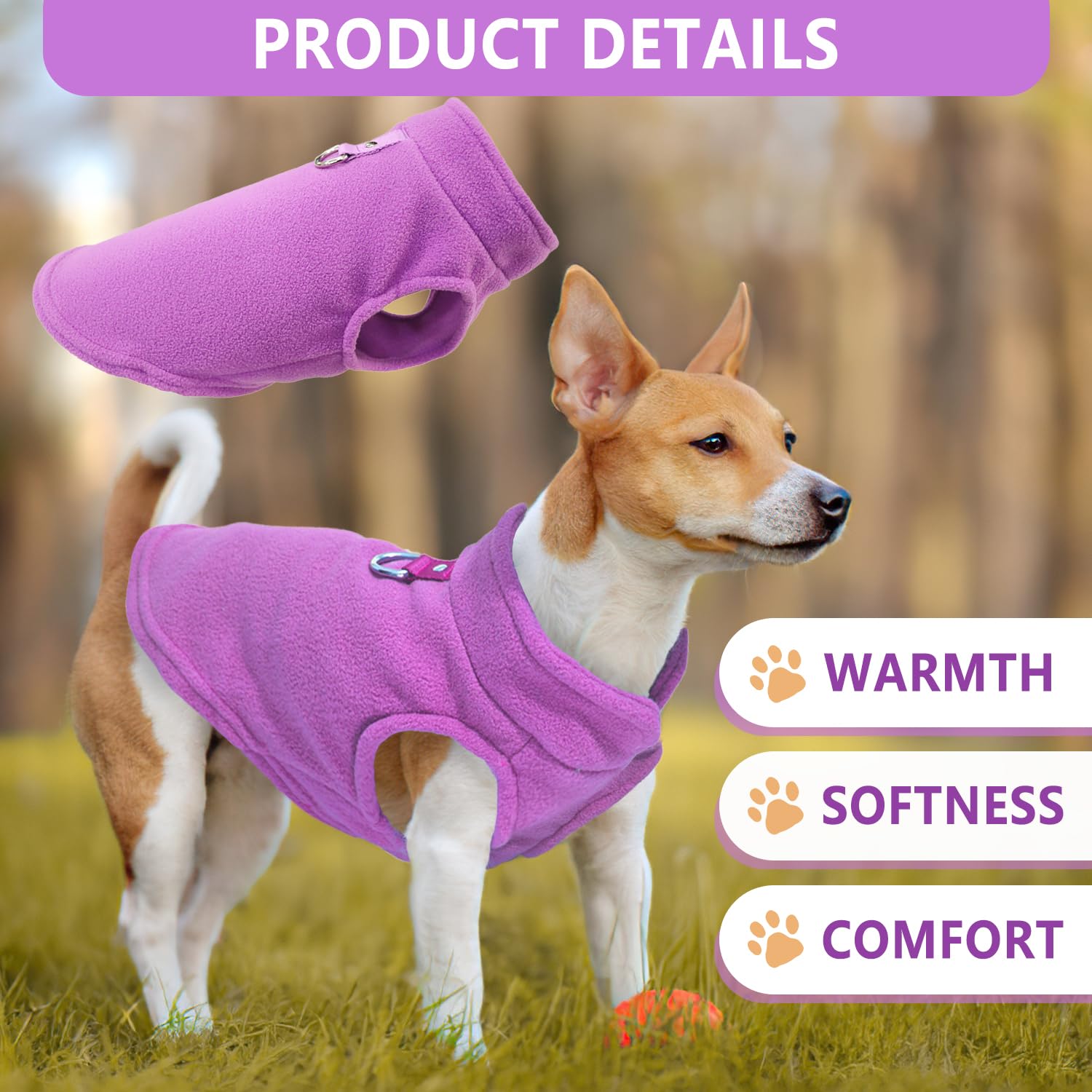 2 Pieces Fleece Dog Sweaters for Small Dogs Girl, with Leash Ring, Warm Pet Sweater Fall Winter Thick Clothes Coat for Chihuahua